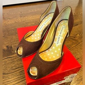 Christian Lacroix size 7 Brown Peep Toe Heel